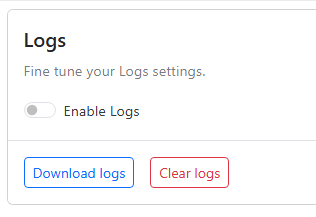 enable logs is deactivated.