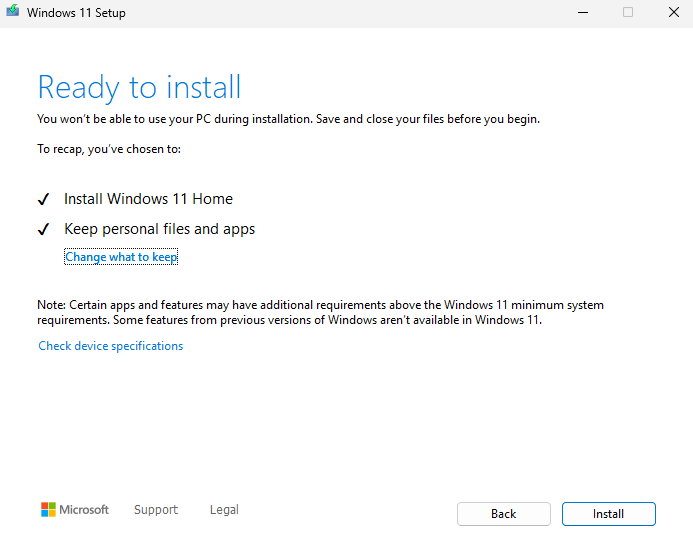 Windows 11, Ready to install.