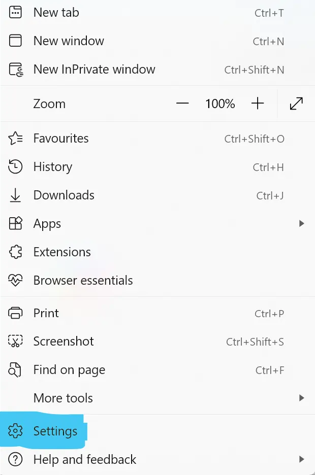 an image representing Microsoft Edge, highlighted settings button.